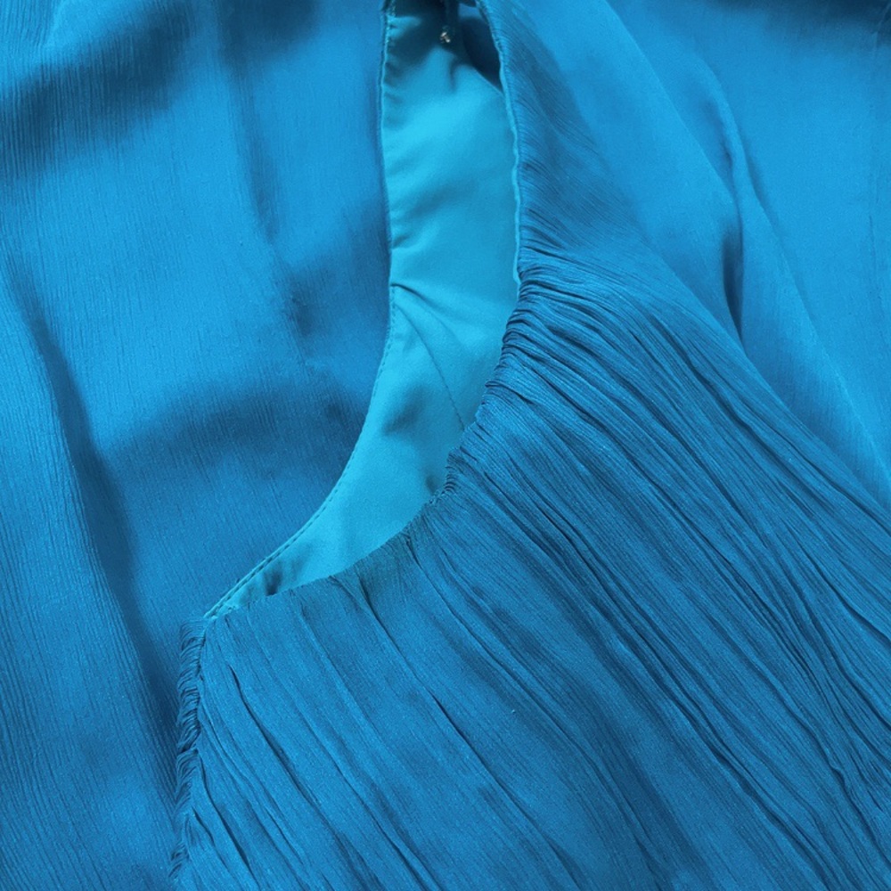 J.Crew Dark Teal Blue Silk Fit and Flare Dress - Picture 6 of 9